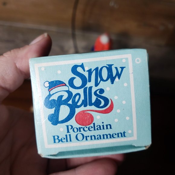 Snow Bells Snowman Bell Ornament - in Stocking Hat and Scarf - Porcelain - Picture 7 of 8